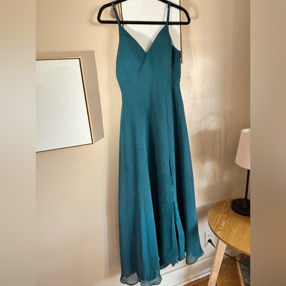 Teal Bridesmaid Dress Lace Back (Size 4)